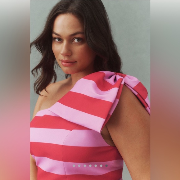 Anthropologie Sachin & Babi Fiona One-Shoulder Striped Tafetta Midi Dress - Picture 7 of 11